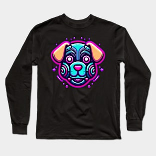 neon cyberpunk dog graphic Long Sleeve T-Shirt